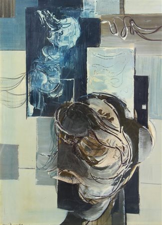 Mario Bionda, Senza titolo, tecnica mista su cartoncino applicato su tela,...