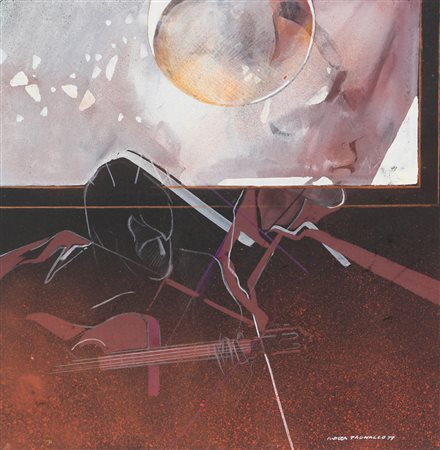 Andrea Pagnacco, Dedicato a De Andrà, 1977, tecnica mista su cartoncino, cm....