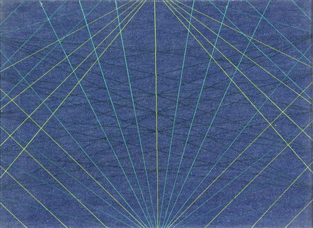 Maria Nepomuceno, Tempo di Jeans, Poesia nﾰ 63, tessuto di jeans e fili su...