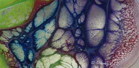 Wolfgang Weiser, Senza titolo, 1973, smalto su lastra di rame, cm. 15x28,...