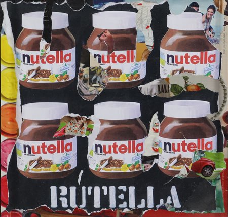 Sergio Vanni, Rutella, 2015, acrilico e dàcollage su tavola entro teca di...