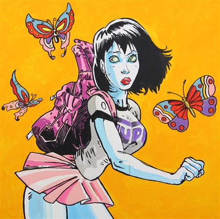 Esteban Villalta Marzi, Senza titolo, 2006, smalto su tela, cm. 80x80,...