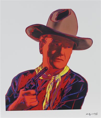 Andy Warhol (D'Apràs), John Wayne, riproduzione su lastra in alluminio, cm....