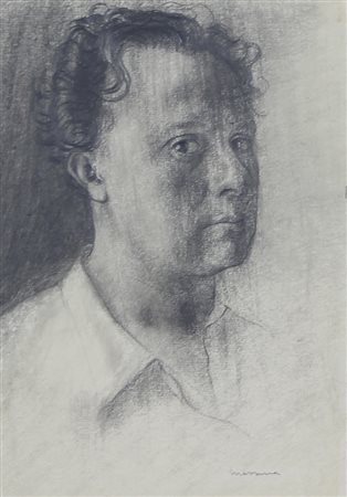 Francesco Messina, Ritratto, disegno a matita e pastello su carta, cm....