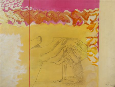 Claudio Papola, Senza titolo, olio su tela, cm. 60x80, firmato in basso a...