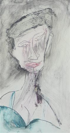 Beppe Pepe, Senza titolo, tecnica mista su cartoncino, cm. 17,5x9,5, firmata...