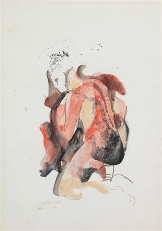 Aldo Sterchele, Senza titolo, 1970, tecnica mista su carta, cm. 34x24,...