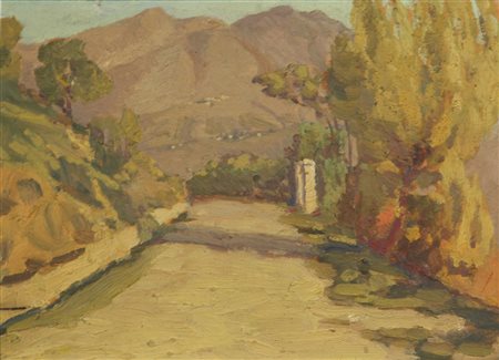 Luigi Zago, San Vigilio, Bergamo, olio su tavola, cm. 19x26,5, firmato e...