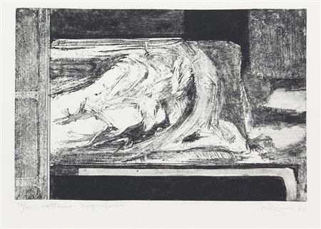 Ignoto, Notturno, 1973, acquaforte su carta, cm. 50x50 (lastra cm....