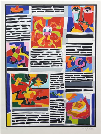 Ugo Nespolo, Senza titolo, serigrafia su cartoncino, cm. 90x70, es. A.P....