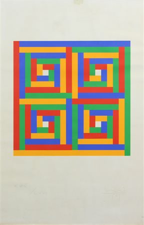 Max Bill, Senza titolo, 1969, litografia su carta, cm. 80x50, es. 32/66,...