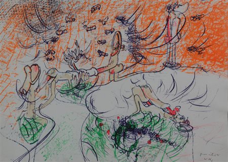 Sebastian Matta, Senza titolo, litografia su carta, cm. 50x70, es. prova...