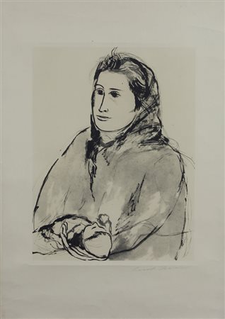 Ernesto Treccani, Senza titolo, incisione su carta, cm. 70x50 (lastra cm....