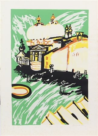 Remo Brindisi, Venezia, litografia su carta, cm. 70x50, es. 38/99, firmata in...