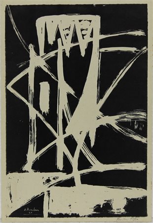 Enrico Bordoni, Senza titolo, 1949, litografia su carta, cm. 35x25, es....