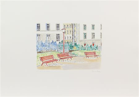 Orfeo Tamburi, Parigi, incisione su carta colorata a mano, cm. 50x70 (lastra...