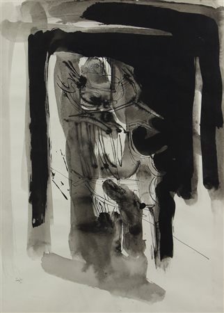 Aldo Bergolli, Senza titolo, 1961, china e inchiostro acquerellato su carta,...