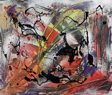 Pietro Raimondo D'Aragona, Fantasia Cosmica, 2008, tecnica mista su tela, cm....