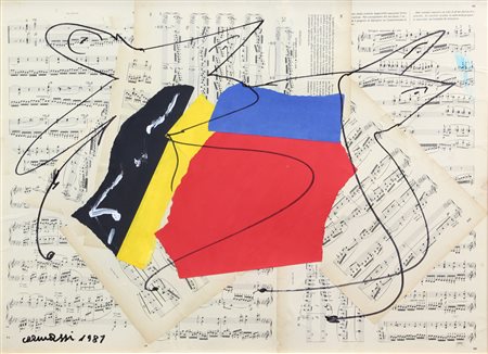 Arturo Carmassi, Senza titolo, 1981, tecnica mista e collage su tavola, cm....