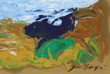 Jean Messagier, Senza titolo, 1991, olio su carta, cm. 16,5x24, firmato in...