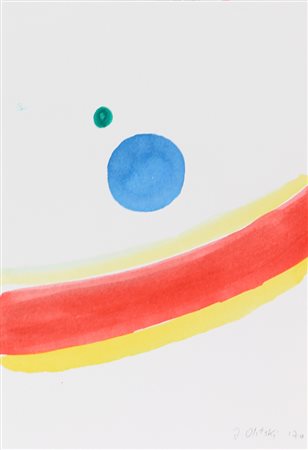 Jules Olitski, Senza titolo, 1970, tempera su carta, cm. 21,5x14,5, firmata e...