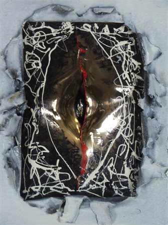 Enzo Pituello, Senza titolo n. 61, tecnica mista e applicazioni su tela, cm....