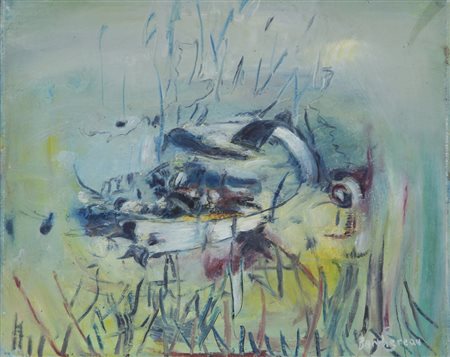 Serge Berthereau, Ràverie nà1, 1994, olio su tela, cm. 22x27, firmato in...