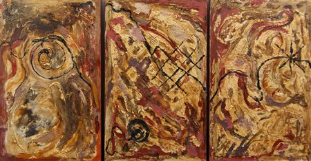 Josà Maria Silvia, Aboriginal 2, 2005, tecnica mista su 3 tele, cm. 65x127x3,...