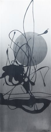 Ignoto, Senza titolo, 1973, incisione su lasta metallica, cm. 50x20, firmata...