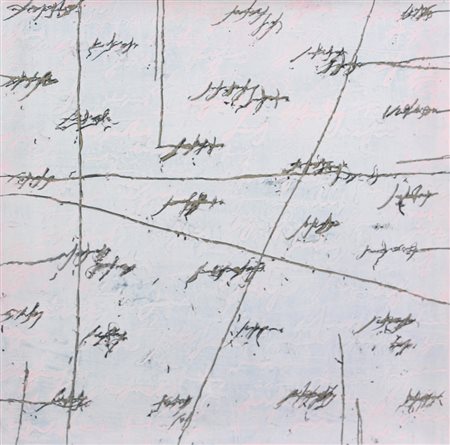 Alfredo Rapetti, Lettera in rosa, 2010, olio su tela entro teca di...