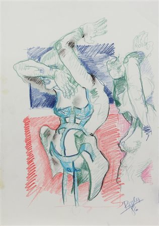 Nino Rocha, Senza titolo, 1986, pastelli su carta Fabriano, cm. 50x35,...