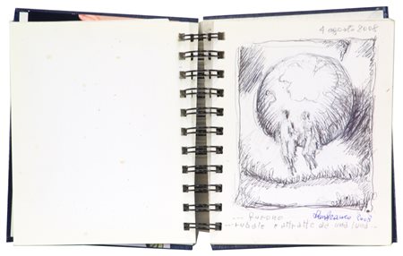 Lanfranco, Quaderno di Schizzi con 33 Disegni e appunti, cm. 15,5x14,5,...