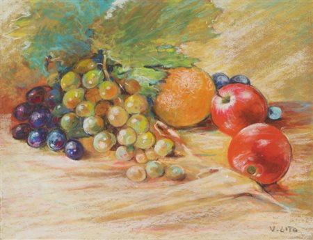 Vittorio Lita, Natura Morta, pastelli su carta velluto, cm. 25,5x33, firmato...