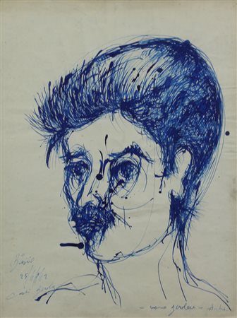 Pietro Bisio, Senza titolo, 1962, inchiostro su carta, cm. 50x37, firmato e...