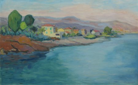 Federico Chiara, Paesaggio Marino, olio su tela, cm. 35x55, firmato in basso...