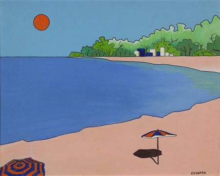 Nando Chiappa, Mare, acrilico su cartoncino telato, cm. 40x50, firmato in...