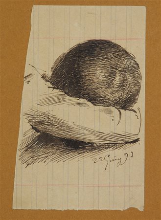 Ignoto, Senza titolo, china su carta, cm. 15x9,5, scritta non decifrata in...