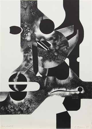 Alvaro Monnini, Pensante, 1972, litografia su carta, cm. 71x51, es. prova...