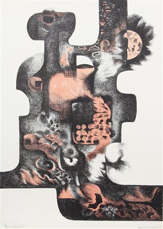 Alvaro Monnini, Casellario, 1972, litografia su carta, cm. 71x51, es. prova...