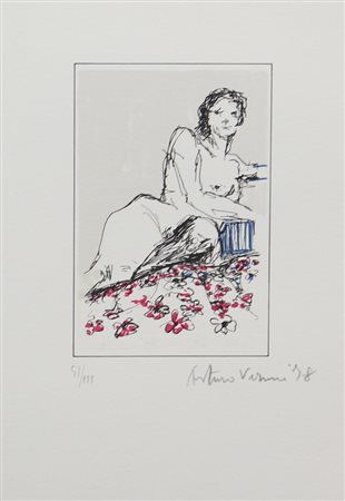 Arturo Vermi, Senza titolo, 1978, litografia su carta, cm. 34,5x24,5, es....