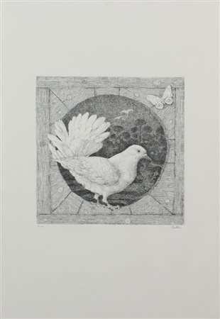 Enzo Bellini, Senza titolo, incisione su carta, cm. 70x50 (lastra cm. 31x31),...