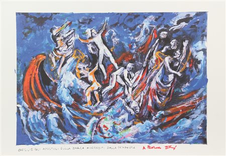 Dario Fo, Gesà e gli Apostoli sulla Barca Aggrediti dalla Tempesta, stampa su...
