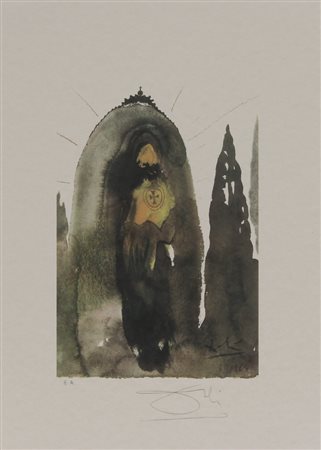 Salvador Dalì, Senza titolo, litografia su carta, cm. 45x32, es. E.A.,...