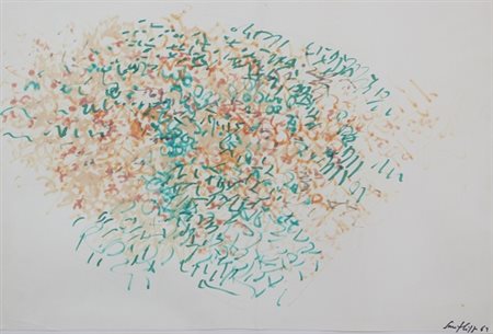 Sanfilippo Antonio, Senza titolo, 1969, tecnica mista su carta, cm. 45x66,...