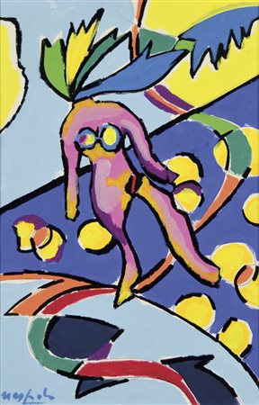 NESPOLO UGO Mosso Santa Maria (Vc) 1941 Eva in volo 1986 acrilici su carta...