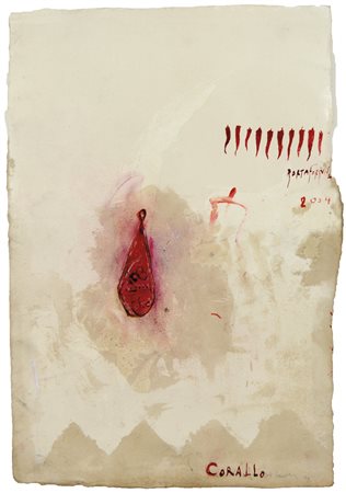 PIZZI CANNELLA PIERO Roma 1955 Corallo porta fortuna 2004 tecnica mista su...