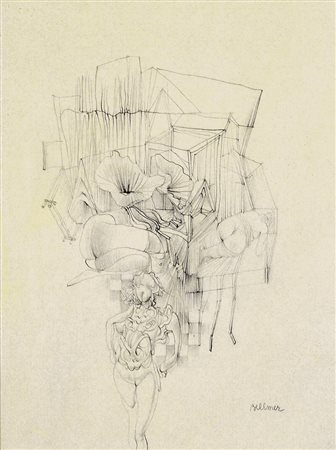 BELLMER HANS Katowice 1902 - Parigi 1975 Femmes disegno a matita su carta...