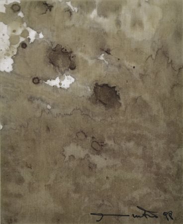 NITSCH HERMANN Vienna 1938 Relikttuch 1998 sangue su stoffa di lino 28,3x23,5...