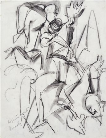 VEDOVA EMILIO Venezia 1919 - 2006 Rastrellamento Barabba 1944 carboncino su...