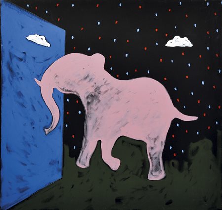 FESTA TANO Roma 1938 - 1988 Elefante 1986 acrilici su tela 90x95 firma al...